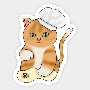 Cat making biscuits (fluffy orange cat) Sticker